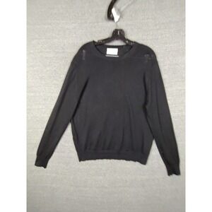 M&S Collection Womens Sweater‎ 16 Black 100% Merino Wool Crew Office Capsule